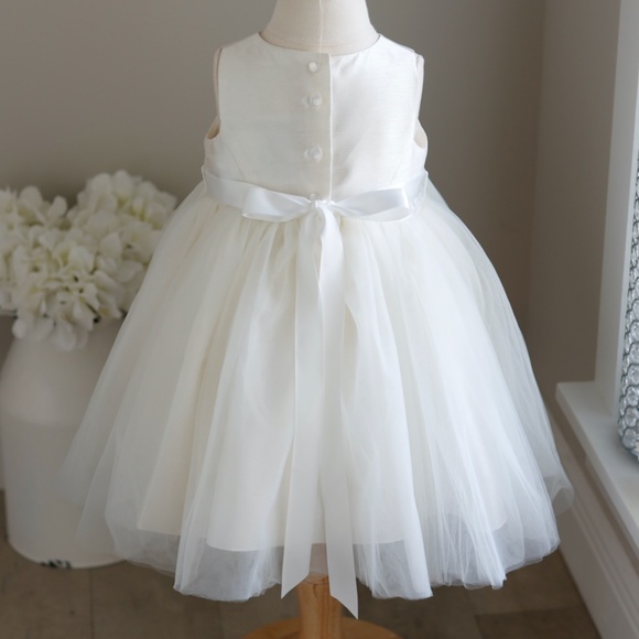 Ivory Flower Girl Dress Dupioni Silk Blend Special Occasion New With Tag - Picture 4 of 8